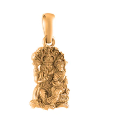 22 CT Gold Plated Silver (92.5% purity) God Laxmi Narsimha Pendant (Big Size) for Men and Women