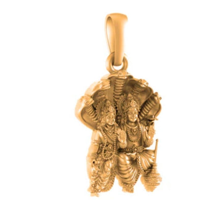 22 CT Gold Plated Silver (92.5% purity) God Vishnu Laxmi (Big Size) Pendant for Men and Women