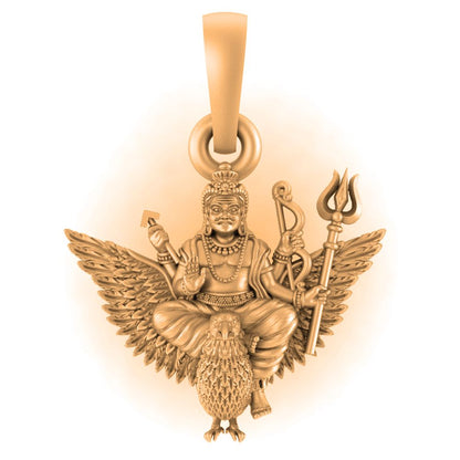 22 CT Gold Plated Silver (92.5% purity) God Shani Dev Pendant for Men and Women