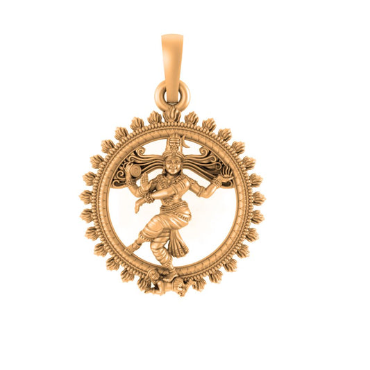 22 CT Gold Plated Silver (92.5% purity) God Nataraja  Pendant (Big Size) for Men and Women