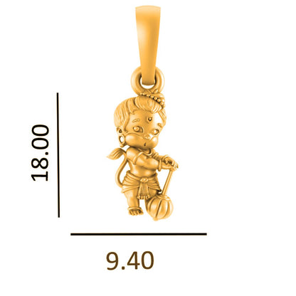 22 CT Gold Plated Silver (92.5% purity) God Hanuman Pendant for Men