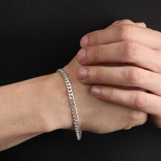Sterling Silver (92.5% purity) Stylish and Fashionable Curb Bracelet for Men pure silver Bracelet