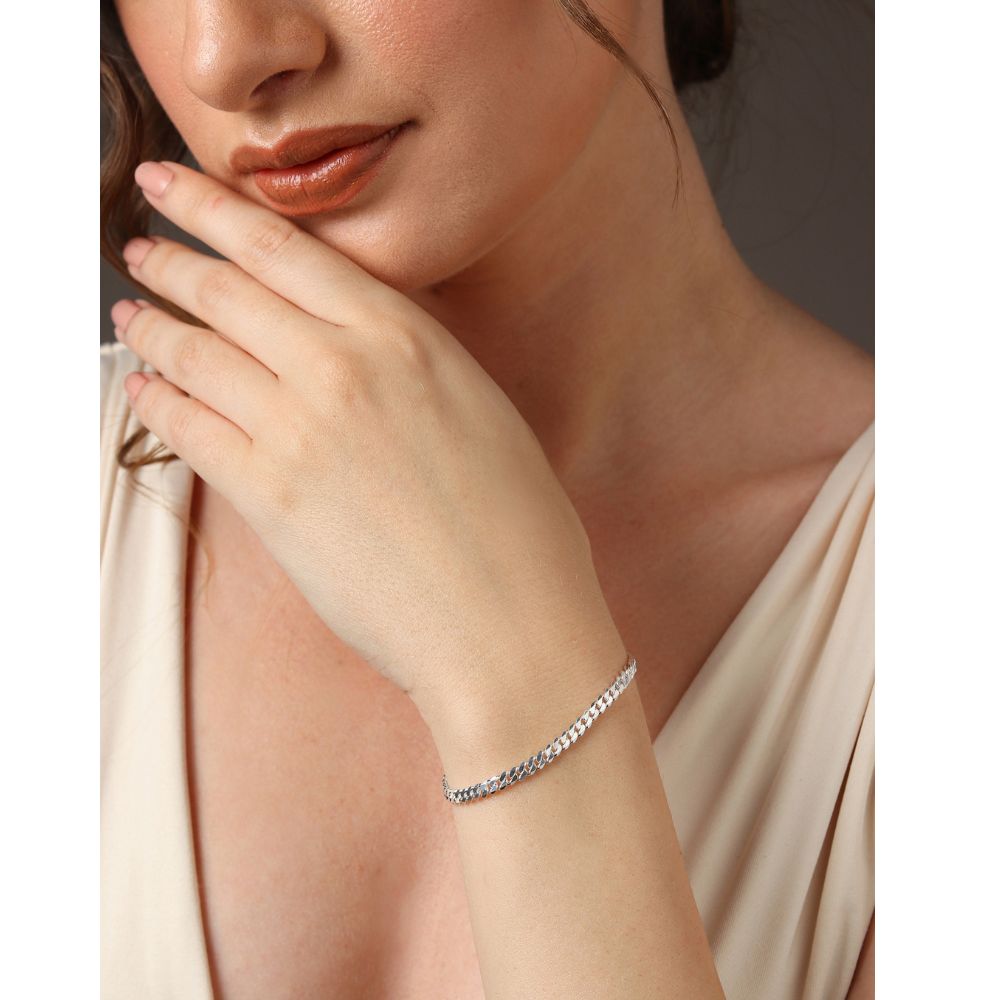 Sterling Silver (92.5% purity) Stylish and Fashionable Curb Bracelet for Women pure silver Bracelet