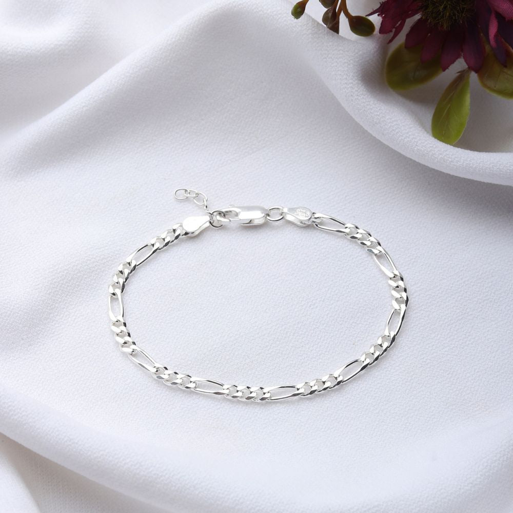 Sterling Silver (92.5% purity) Stylish and Fashionable Figaro Bracelet for Women pure silver Bracelet