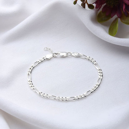 Sterling Silver (92.5% purity) Stylish and Fashionable Figaro Bracelet for Women pure silver Bracelet