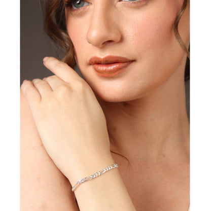 Sterling Silver (92.5% purity) Stylish and Fashionable Figaro Bracelet for Women pure silver Bracelet