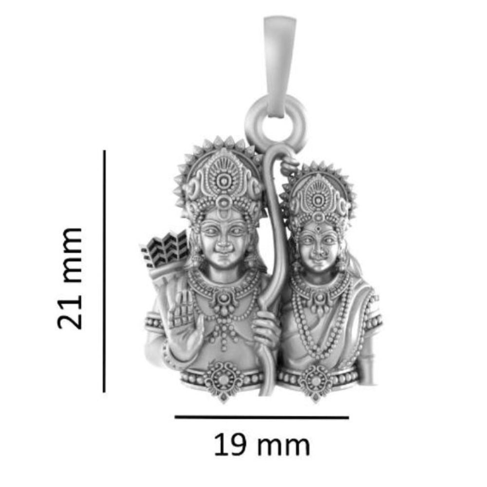 Akshat Sapphire Sterling Silver (92.5% purity) God Ram and Maa Sita Pendant for Men & Women Pure Silver Bhagwan Shri Ram Sita Locket for Good Health & Wealth