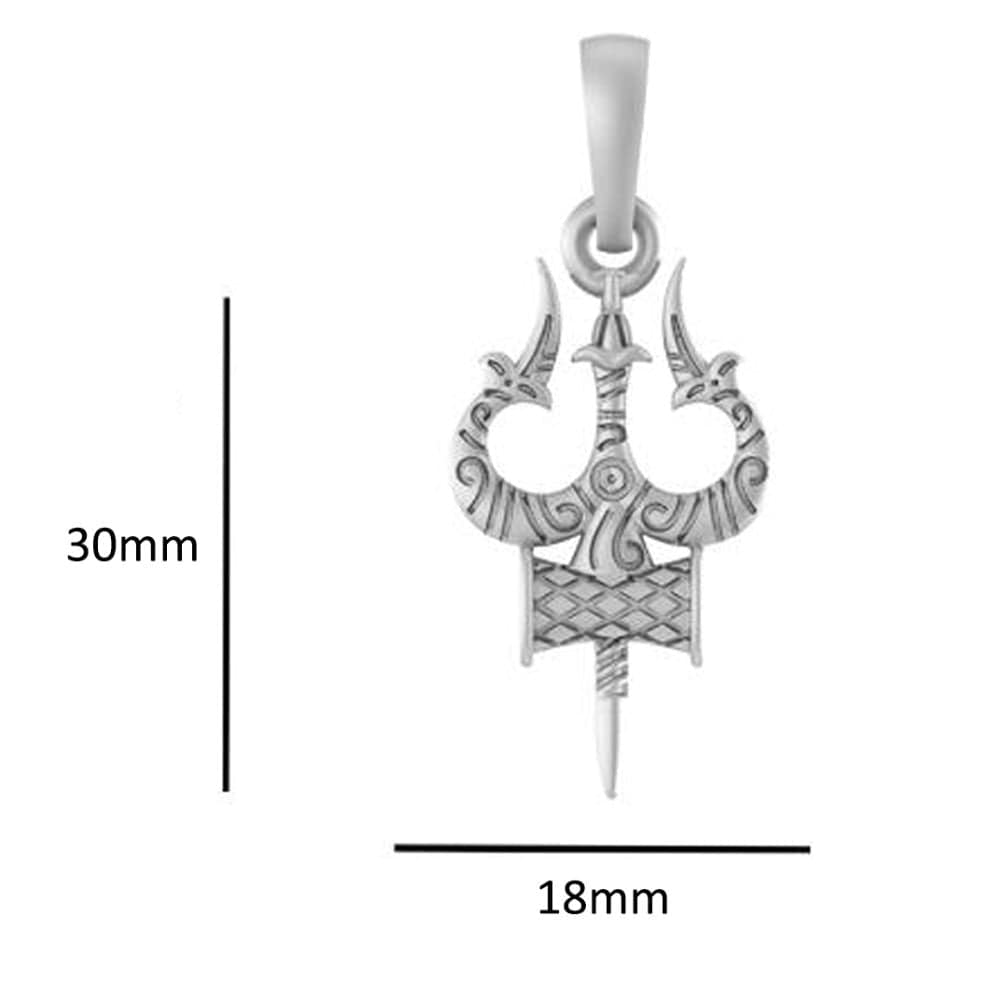 Pure Sterling Silver God Shiva Trishul  (Premium Big Size) Pendant for Men & Women by Akshat Sapphire – 92.5 Silver - PB7007