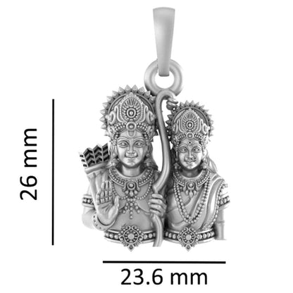 Pure Sterling Silver God Ram and Sita (Premium Big Size) Pendant for Men & Women by Akshat Sapphire – 92.5 Silver-PB7253