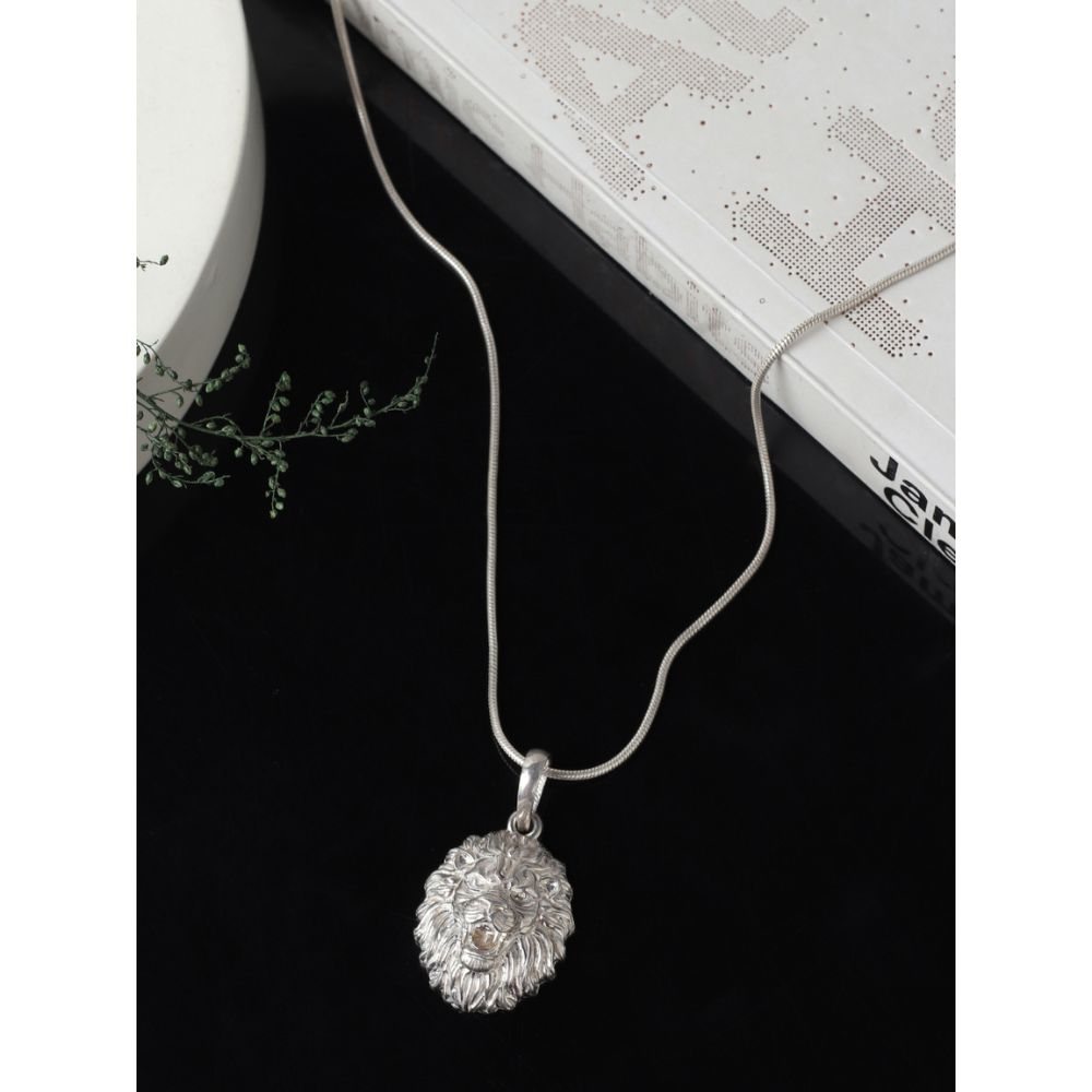 Akshat Sapphire 92.5% Pure Sterling Silver God Vishnu Narsimha (Big Size) Pendant for Men & Women
