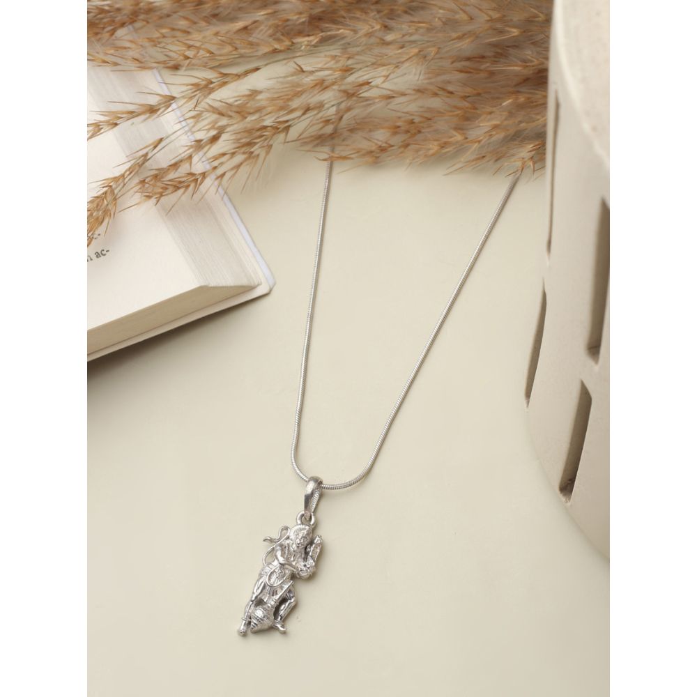 Akshat Sapphire 92.5% Pure Sterling Silver God Hanuman (Big Size) Pendant for Men and Boys