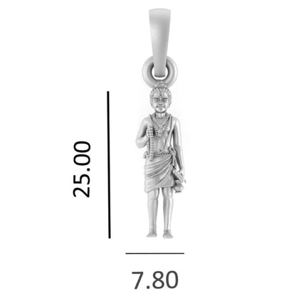 Akshat Sapphire Sterling Silver (92.5% purity) God Swaminarayan Chain Pendant (Pendant with Rope Chain-22 inches) for Men & Women Pure Silver Swaminarayan Chain Locket for Good Health & Wealth