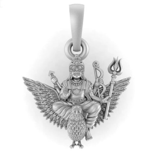 Sterling Silver (92.5% purity) God Shani Dev Pendant for Men & Women Pure Silver Lord Shani Dev Locket for Good Health & Wealth