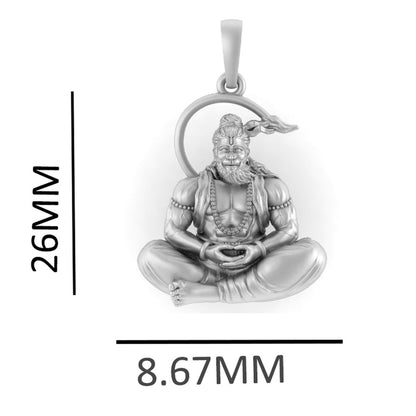 Sterling Silver (92.5% purity) God Hanuman (Big Size) Pendant for Men Pure Silver Lord Bajrang Bali (Big Size) Locket for Good Health & Wealth