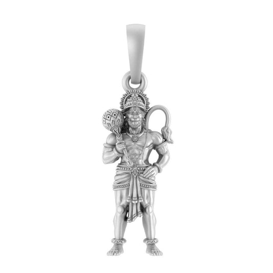 Sterling Silver (92.5% purity) God Hanuman Pendant for Men & Women Pure Silver Lord Bajrang Bali Locket for Good Health & Wealth