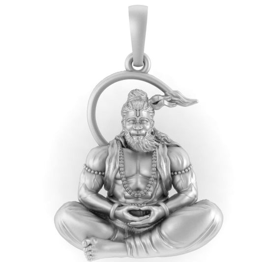 Akshat Sapphire Sterling Silver (92.5% purity) God Hanuman Pendant for Men & Women Pure Silver Lord Bajrang Bali Locket for Good Health & Wealth