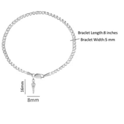 Akshat Sapphire 92.5% pure Sterling Silver Curb Designer Bracelet with Hanuman Gada for Men & Boys