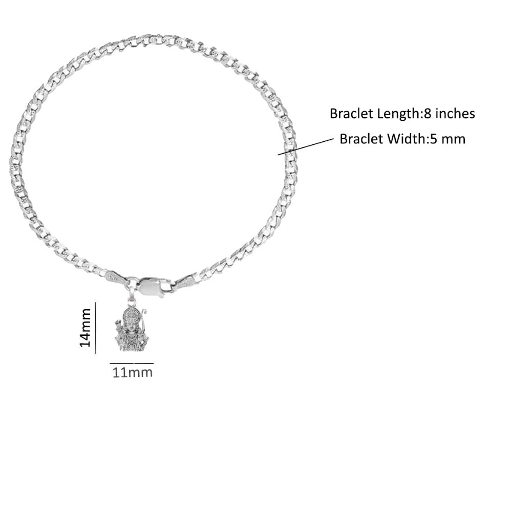 Akshat Sapphire 92.5% pure Sterling Silver Curb Designer Bracelet with Charm Ram for Men & Boys