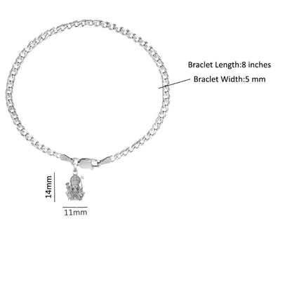 Akshat Sapphire 92.5% pure Sterling Silver Curb Designer Bracelet with Charm Ram for Men & Boys