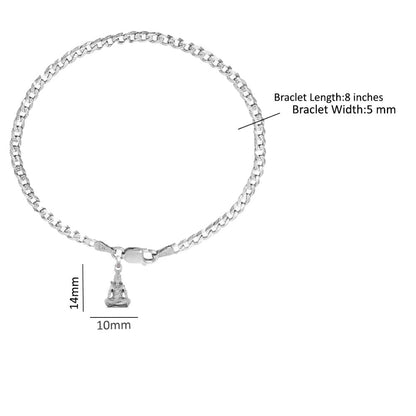 Akshat Sapphire 92.5% pure Sterling Silver Curb Designer Bracelet with Charm Shiva for Men & Boys