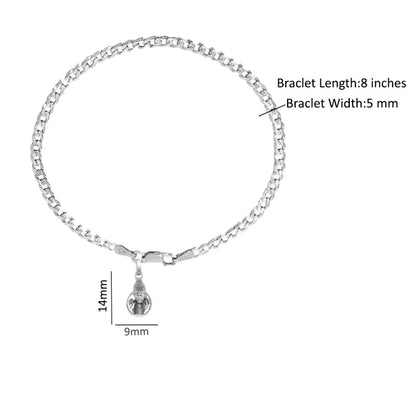 Akshat Sapphire 92.5% pure Sterling Silver Curb Designer Bracelet with Charm Sai Baba for Men & Boy