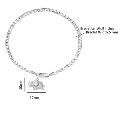 Akshat Sapphire 92.5% pure Sterling Silver Curb Designer Bracelet with fashionable Elephant for Men