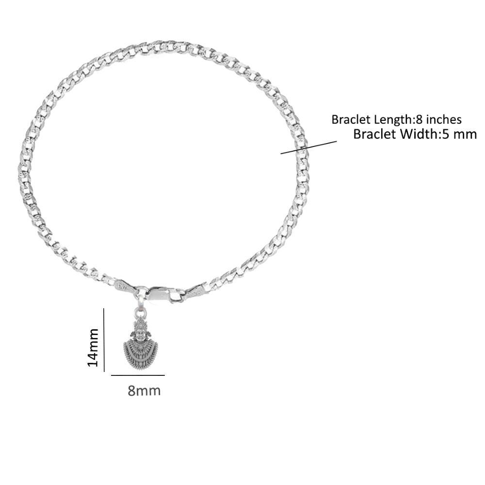 Akshat Sapphire 92.5% pure Sterling Silver Curb Designer Bracelet with Charm Khatu Shyam for Men