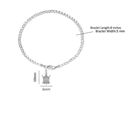 Akshat Sapphire 92.5% pure Sterling Silver Curb Designer Bracelet with fashionable Tortoise for Men