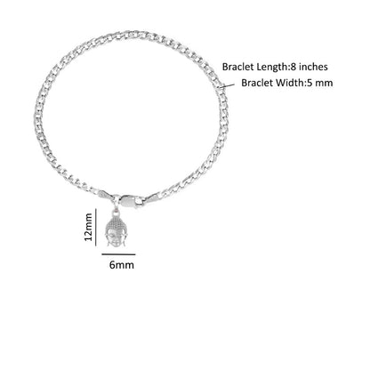 Akshat Sapphire 92.5% pure Sterling Silver Curb Designer Bracelet with Charm Buddha for Men & Boys