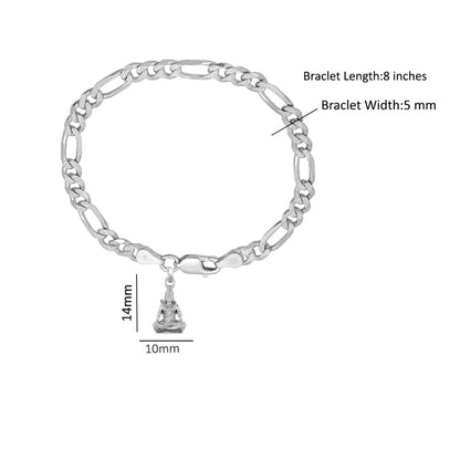 92.5% pure Sterling Silver Figaro Designer Bracelet with Charm Shiva for Men & Boys