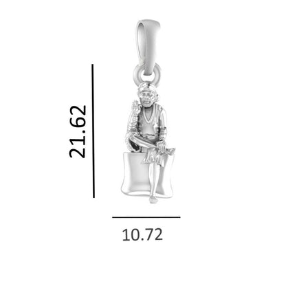 Sterling Silver (92.5% Purity) Pure Silver God Shree Sai Baba chain Pendant (Locket with Anchor Chain-22 inches) for Men & Women