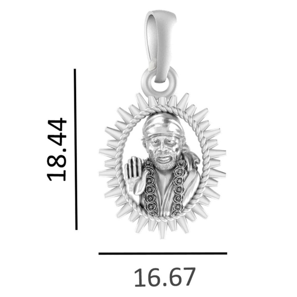 Sterling Silver (92.5% Purity) Pure Silver God Shree Sai Baba chain Pendant (Locket with Anchor Chain-22 inches) for Men & Women