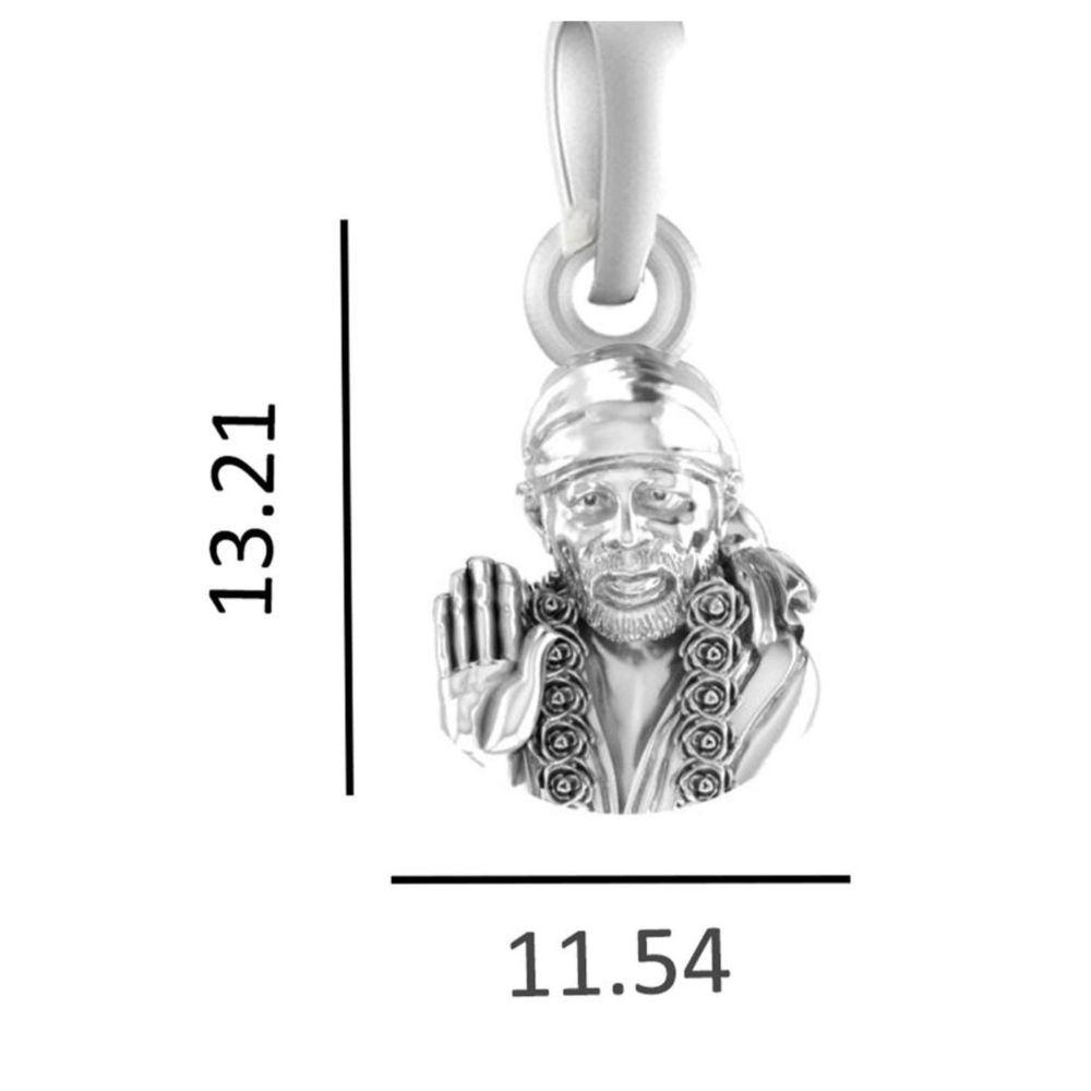 Sterling Silver (92.5% Purity) Pure Silver God Shree Sai Baba chain Pendant (Locket with Anchor Chain-22 inches) for Men & Women