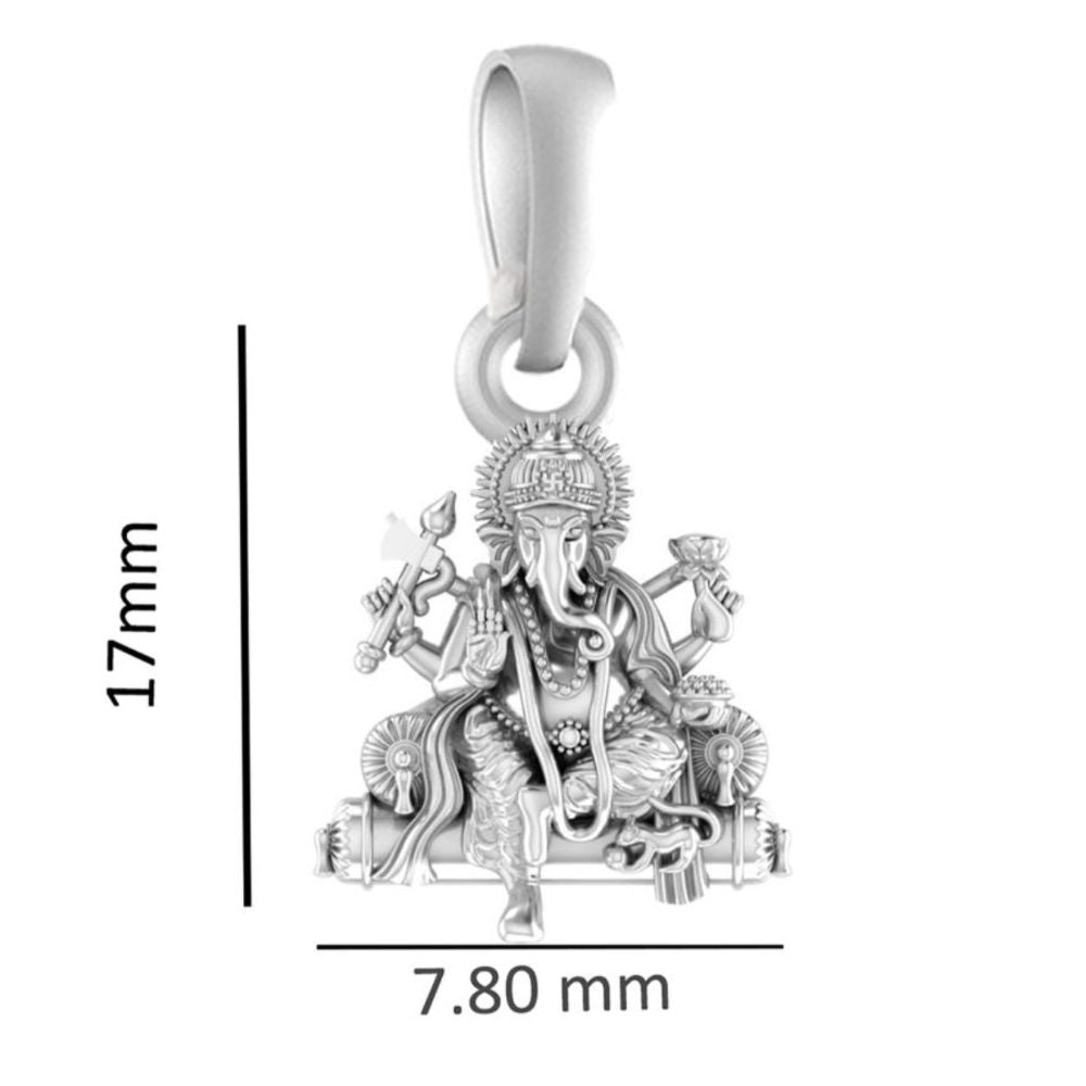 Sterling Silver (92.5% Purity) Pure Silver God Ganesha Chain Pendant (Locket with Snake Chain) for Men & Women