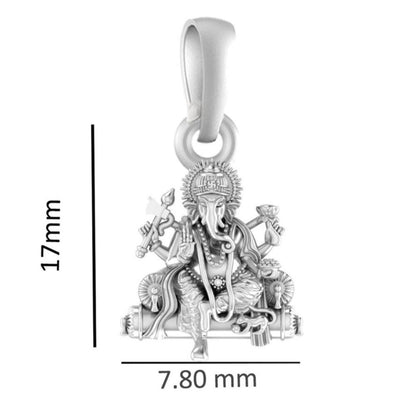 Sterling Silver (92.5% Purity) Pure Silver God Ganesha Chain Pendant (Locket with Snake Chain) for Men & Women