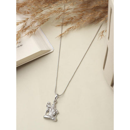 Akshat Sapphire Sterling Silver (92.5% purity) God Shiva Chain Pendant (Pendant with Anchor/ Cable Chain Chain) for Men & Women Pure Silver Lord Shiv Chain Locket for Good Health & Wealth