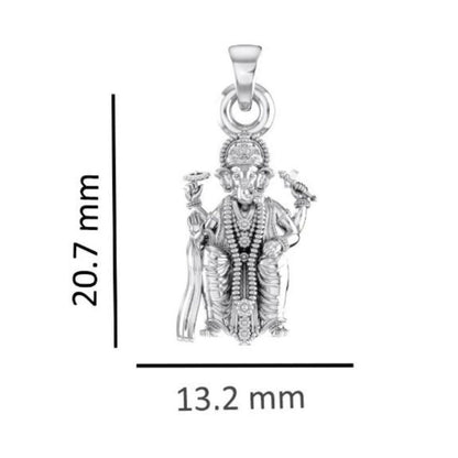 Sterling Silver (92.5% Purity) Pure Silver God Ganesha Chain Pendant (Locket with Snake Chain) for Men & Women