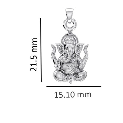 Sterling Silver (92.5% Purity) Pure Silver God Ganesha Chain Pendant (Locket with Anchor Chain-22 inches) for Men & Women