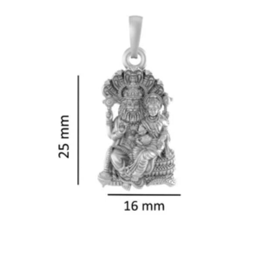 Akshat Sapphire Sterling Silver (92.5% purity) God Narsimha and Laxmi ji Chain Pendant (Pendant with Box Chain-22 inches) for Men & Women Pure Silver Lord Narsimha and Laxmi ji Chain Locket for Health & Wealth