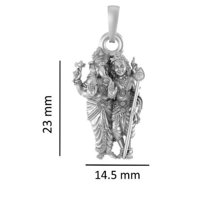 Sterling Silver (92.5% Purity) Pure Silver God Ganesh kartikeya Brother Chain Pendant (Locket with Snake Chain) for Men & Women