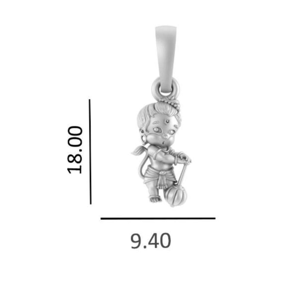 God Hanuman/Bajrang Bali Pure Silver 92.5% purity Chain pendant by (Pendant with Snake Chain-22 inches)
