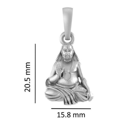 Akshat Sapphire Sterling Silver (92.5% purity) Spiritual Raghavendra Swamy (Pendant with Box Chain-22 inches) for Men & Women Pure Silver religious Raghvendra Swami chain Locket for Good Health & Wealth