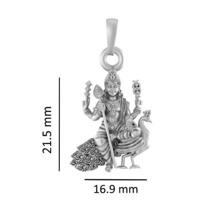 Akshat Sapphire Sterling Silver (92.5% purity) God Kartikeya Chain Pendant (Pendant with Box Chain-22 inches) for Men & Women Pure Silver Lord Kartikeya Chain Locket for Good Health & Wealth