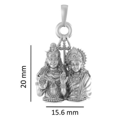 Sterling Silver (92.5% Purity) Pure Silver God Shiv Parvati chain pendant (Locket with Rope Chain) for Men & Women