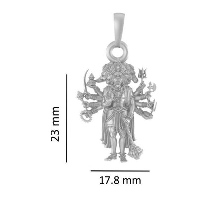 Akshat Sapphire Sterling Silver (92.5% purity) God Panchmukhi Hanuman Chain Pendant (Pendant with Rope Chain- 22 inches) for Men & Women Pure Silver Lord Panchmukhi Hanuman Chain Locket for Good Health & Wealth