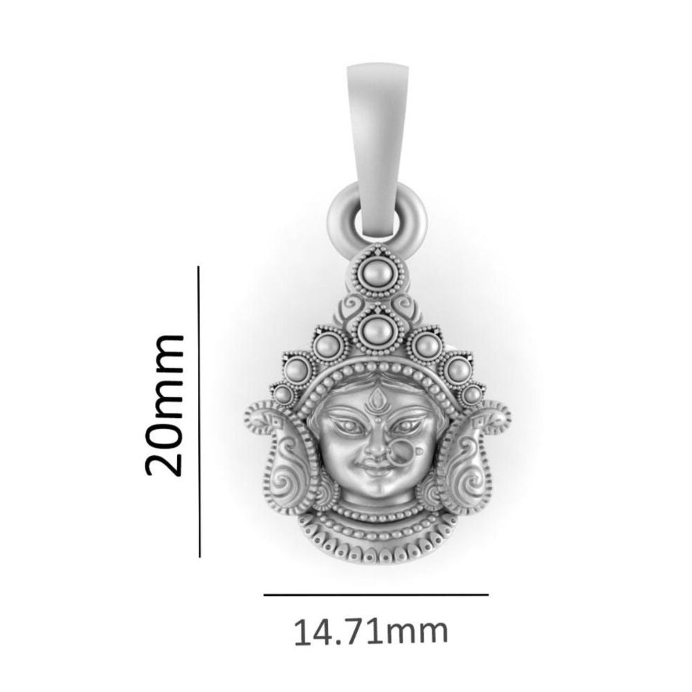 God Durga Maa Pure Silver 92.5% purity Chain pendant by Durga Maa Pendant (Pendant with Snake Chain-18 inches)