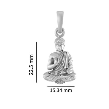 Sterling Silver (92.5% Purity) Pure Silver Spiritual God Gautam Buddha Chain Pendant (Locket with Rope Chain) for Men & Women