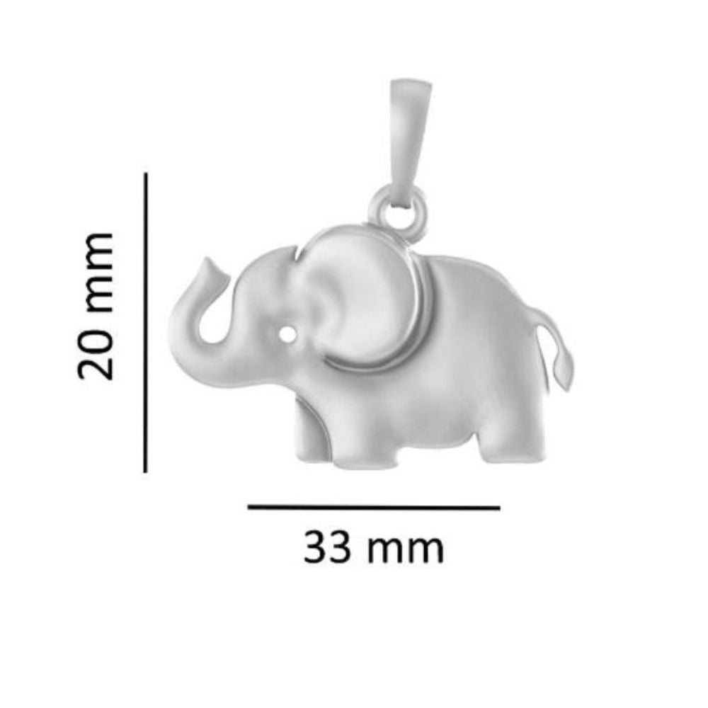 Sterling Silver (92.5% Purity) Pure Silver Strength Symbolic Elephant Chain Pendant (Locket with Snake Chain) for Men & Women