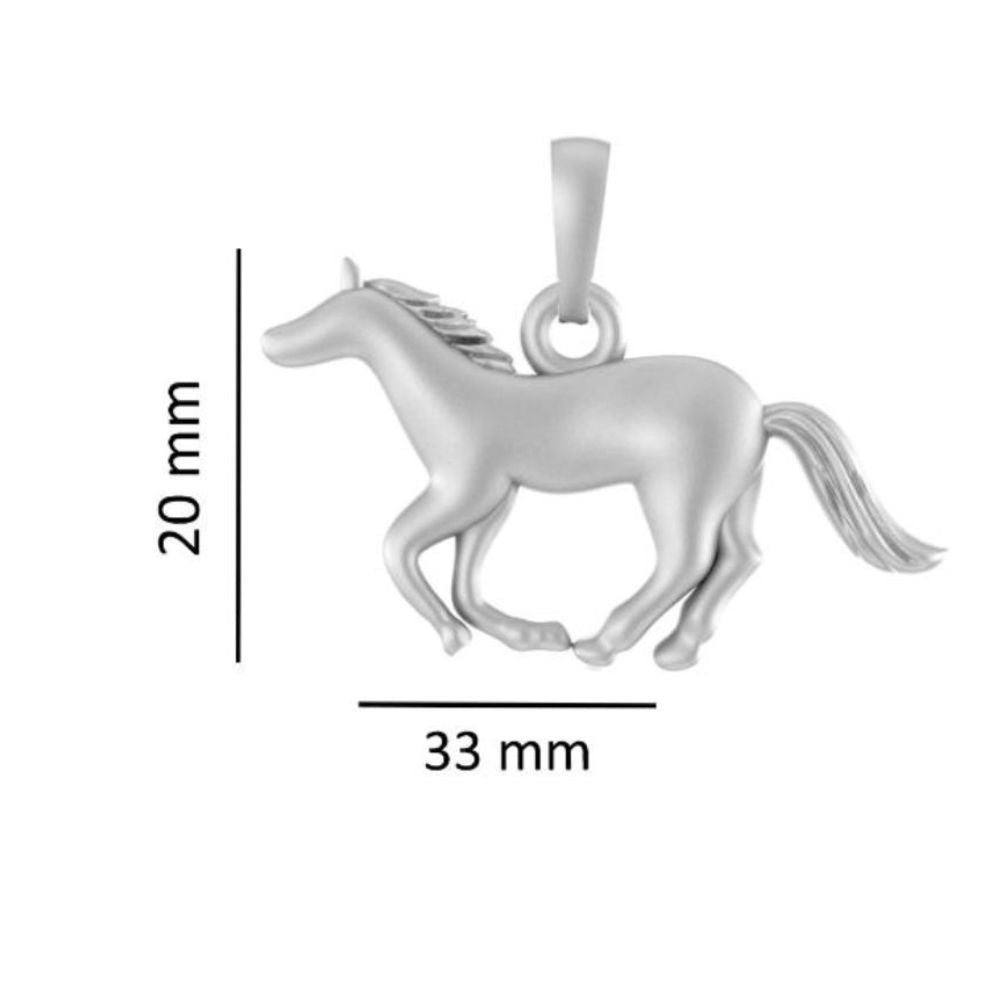 Sterling Silver (92.5% Purity) Pure Silver Strength Symbolic Horse Chain Pendant (Locket with Snake Chain) for Men & Women