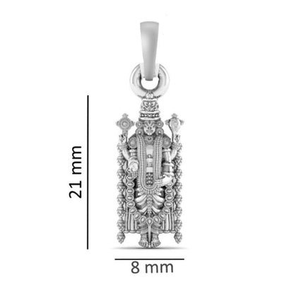 Akshat Sapphire Sterling Silver (92.5% purity) God Tirupati Bala Ji Chain Pendant (Pendant with Figaro Chain-22 inches) for Men & Women Pure Silver Lord Bala Ji Chain Locket for Good Health & Wealth